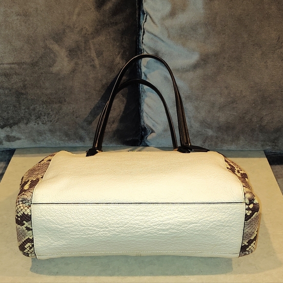 COACH CHRISTIE CARRYALL EXOTIC CROSS GRAIN LEATHER SNAKE PRINT CROSSBODY SATCHEL - Picture 9 of 16